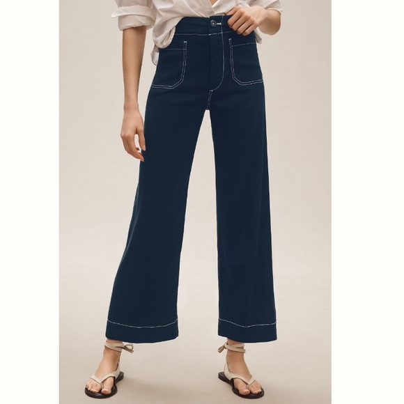 Anthropologie Pants - Anthropologie Colette contrast stitch linen pants sz 32